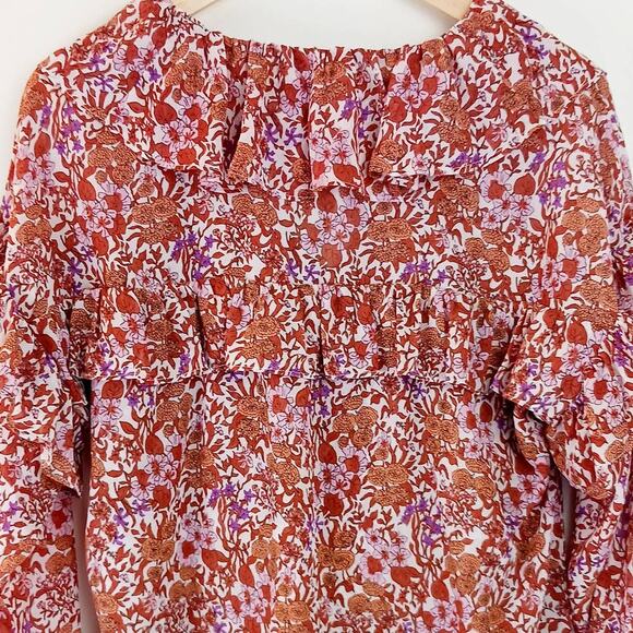 J.Crew SZ M Ruffle Crinkle Chiffon Top in Fête Floral NWT - Picture 7 of 8